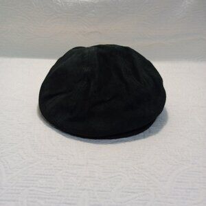 Liz Claiborne Black Newsboy Cap With Striped Lining Mens
